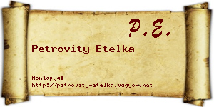 Petrovity Etelka névjegykártya