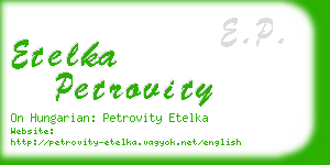 etelka petrovity business card